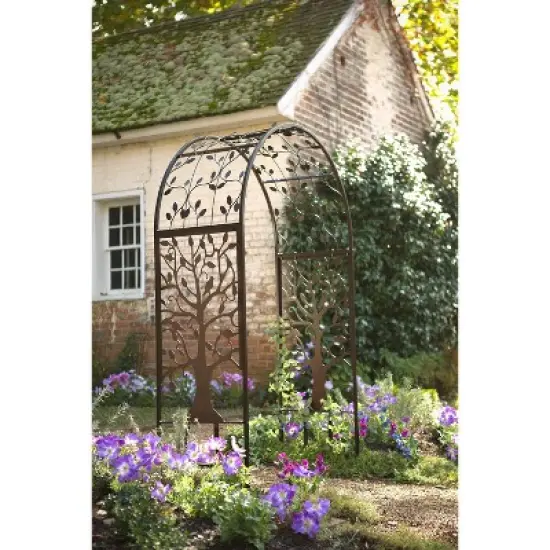 Metal Arched Garden Arbor with Tree of Life Design image {12}
