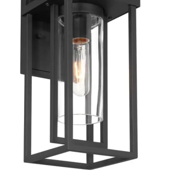 Possini Euro Design Raynor 13 1/2" High Modern Outdoor Wall Barn Light Fixture Mount Porch House Weatherproof Sand Black Aluminum Clear Glass Shade image {8}