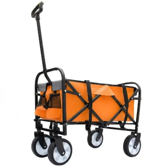 UBSSO Minimeetall Collapsible Outdoor Utility Wagon with Strapping System, 225 lbs Capacity, Orange image {15}