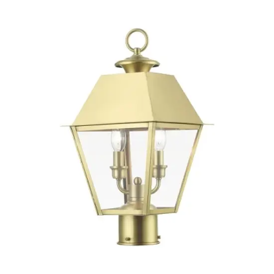 Livex Lighting Wentworth 2 - Light Post Light in  Natural Brass image {1}