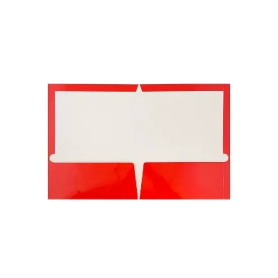 JAM Paper Laminated Glossy 2 Pocket Presentation Folders Red 100/Box 385GREB image {1}