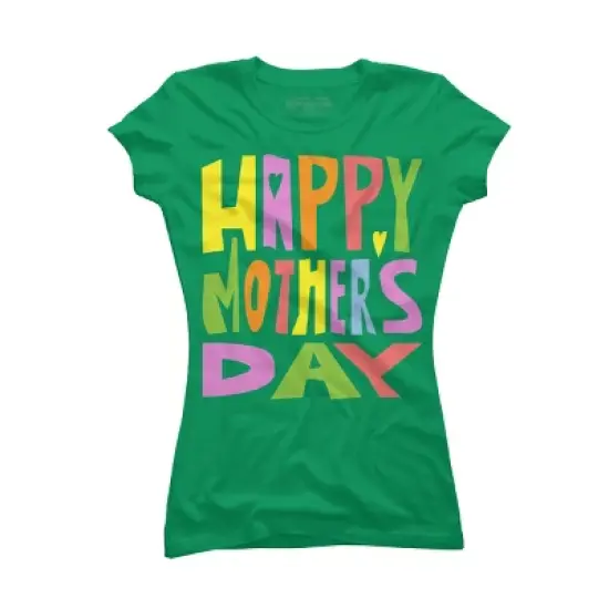 Junior's Design By Humans Happy Mother's Day Colorful Text By Yunta T-Shirt image {7}