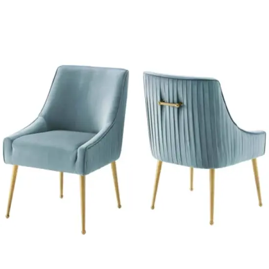 Set of 2 Discern Pleated Back Upholstered Performance Velvet Dining Chairs - Modway image {7}