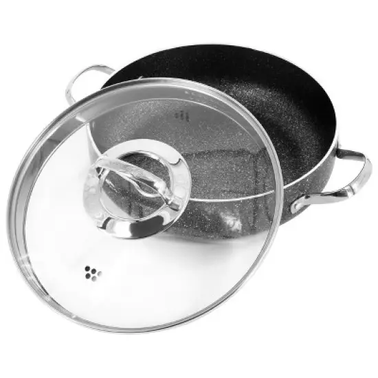 Korkmaz Galaksi Non Stick Low Casserole with Lid in Black image {1}