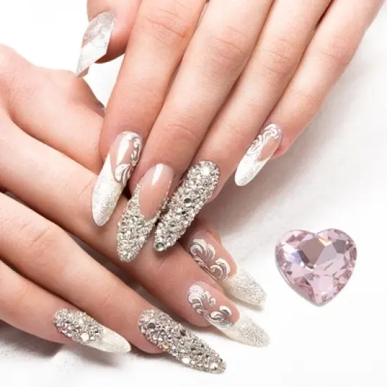 Unique Bargains Women's Elegant Rhinestone Nail Supplies Pink 1 Set image {5}