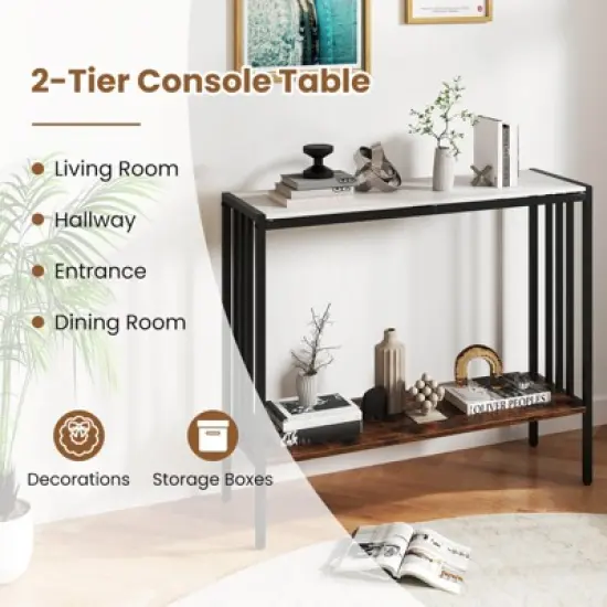 Costway 36" Console Table with Sintered Stone Tabletop & Open Shelf for Living Room image {7}