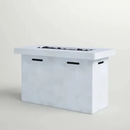 25" H x 42" W Fiber Reinforced Concrete Outdoor Fire Pit Table with Cover and Lava Rocks image {2}