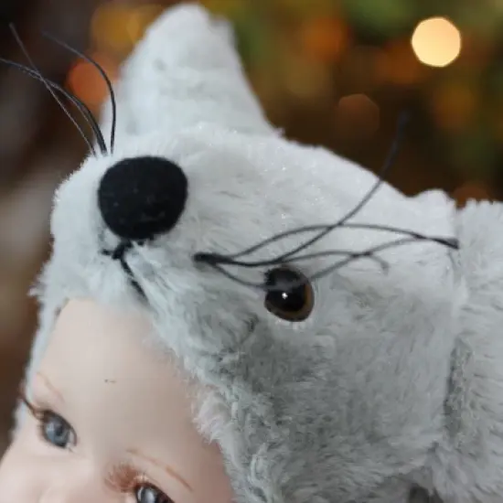 Northlight 9" Gray and Red Pucker Up Baby in Mouse Costume Collectible Christmas Doll image {4}