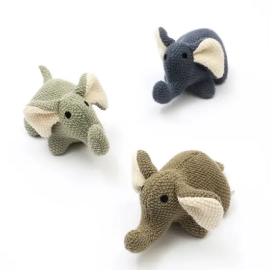 INFURNIC Baby and Toddler Learning Toys Premium Handmade Cotton Knitted Elephant Plush Toy for Cozy Playtime Snuggles, Dark Blue, 7.5"*3.5"*3" image {4}