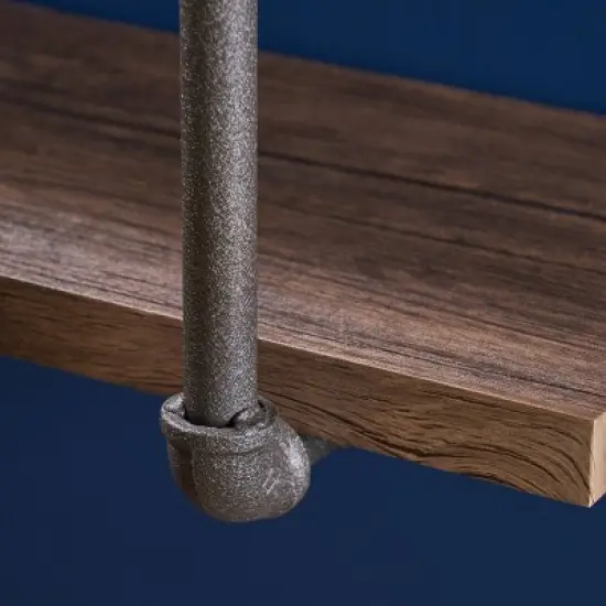 Tarian Industrial Wall-Mounted Shelf Dark Brown - Christopher Knight Home image {3}