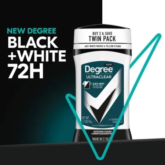 Degree Men Ultraclear Black + White 72-Hour Antiperspirant & Deodorant - 2.7oz/2pk image {2}