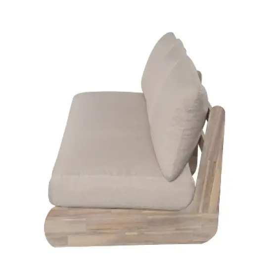 Christopher Knight Home Ryneth 69'' Mid-Century Modern Outdoor Acacia Wood 3-Seater Sofa with Thick Cushion image {4}