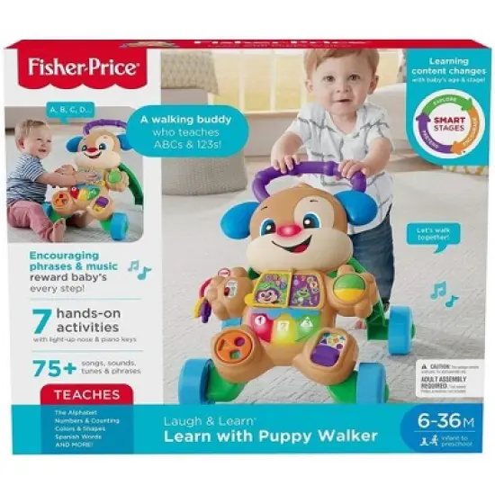 Fisher Price - Laugh, Learn, Grow & Play Baby Walker and Musical Learning Toy with Smart Stages Educational Content, Learn with Puppy​ image {1}