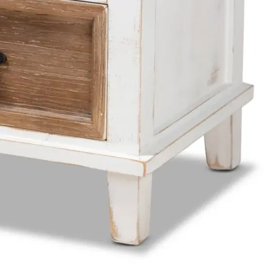 Glynn Wood 1 Drawer Nightstand White/Brown - Baxton Studio image {5}