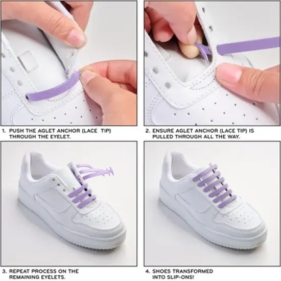 The Original Stretchlace No-Tie Silicone Elastic Shoelaces &ndash; Purple Tieless Shoe Laces (1 Set) image {5}