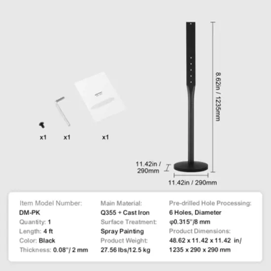 VEVOR Cast Iron Sign Post, 4 ft Portable Heavy Duty Steel Post Sign Holder with Hard Plastic Base & Wheels, U-Channel Sign Stand for Garden image {7}