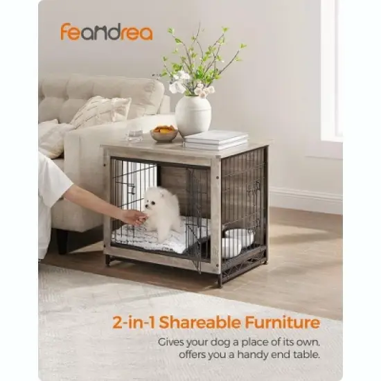 Feandrea Dog Crate Furniture, Modern Kennel for Dogs , Heavy-Duty Dog Cage with Multi-Purpose Removable Tray, Double-Door Dog House image {1}