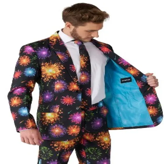 Suitmeister Men's Christmas Suit - Fireworks Black image {2}