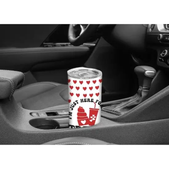 Elanze Designs I'm Just Here For The Treats Red Heart Pattern 20 ounce Stainless Steel Travel Tumbler with Lid For Your On The Go Beverages image {4}