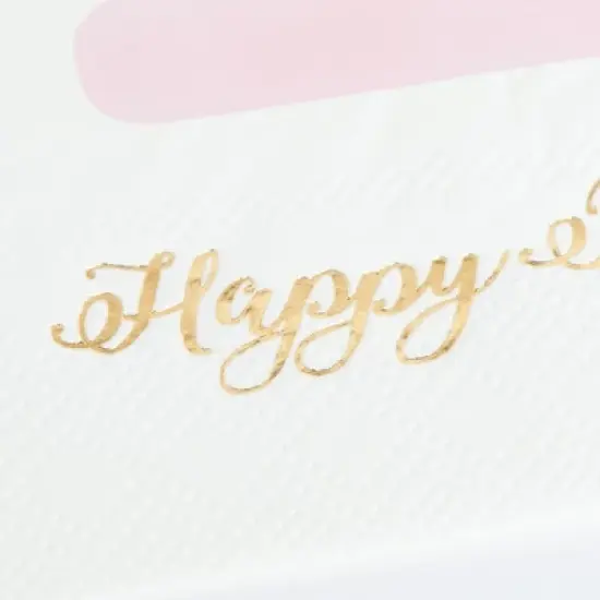 Blue Panda 50 Pack Light Pink Happy Birthday Cocktail Napkins with Gold Foil Accents, 3-Ply, 5 x 5 In image {6}