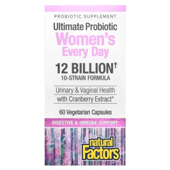 Natural Factors Ultimate Probiotic Women's Every Day, 12 Billion, 60 Vegetarian Capsules image {3}