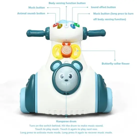 Costway Baby Balance Bike Musical Ride Toy w/ Sensing Function & Light Toddler Walker image {8}
