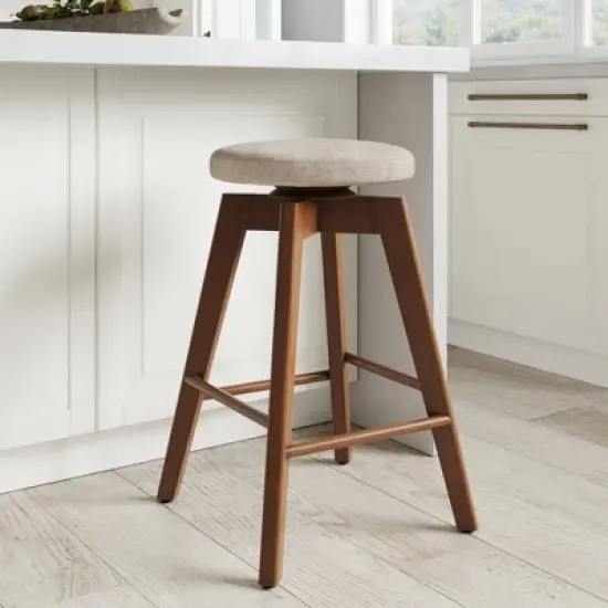Amalia Wood Swivel Cushion Counter Height Barstool - Nathan James  image {3}