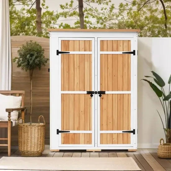 Outdoor Storage Shed, Sheds & Outdoor Storage With Waterproof Roof, 7 Different-size Compartments, Hooks Storage Shed Large image {2}