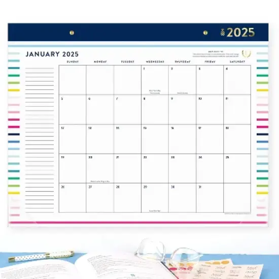 Emily Ley for At-A-Glance 2025 DeskPad 21.625"x17" Stripe: Large Monthly Planner Calendar, Multicolored, Acid-Free Paper image {5}