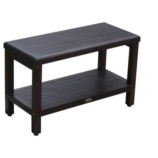 DecoTeak&reg; Eleganto&reg; 30" Teak Wood Shower Bench with Shelf in Woodland Brown Finish image {10}