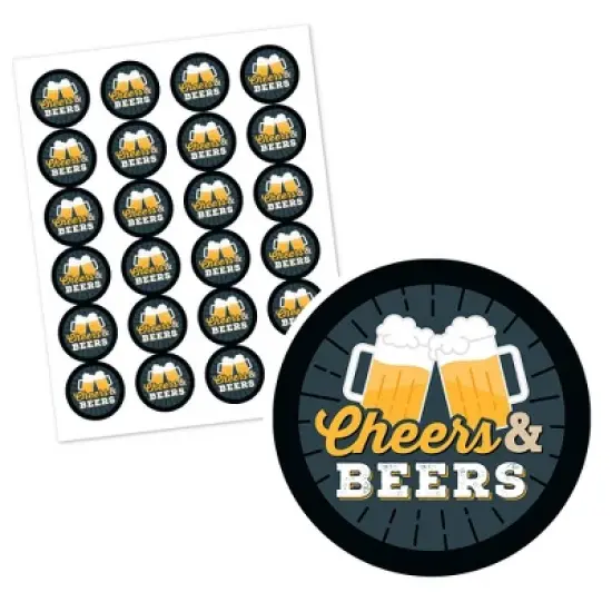 Big Dot of Happiness Cheers and Beers Happy Birthday - Birthday Party Circle Sticker Labels - 24 Count image {1}
