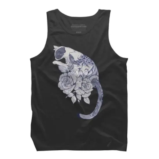 Men's Design By Humans Cat Snake Flowers Tattoo By jess1586 Tank Top image {5}
