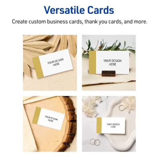 Avery&reg; Cards, 2" x 3.5", Dipped Gold Edge, Matte White, 80ct image {5}