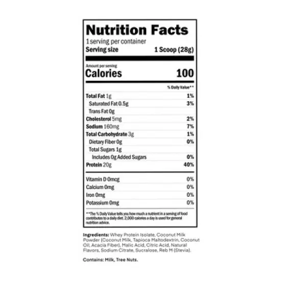 Oath Nutrition Single Serve Clear Protein Powder - Coconut Colada: Gluten-Free Whey Isolate image {2}