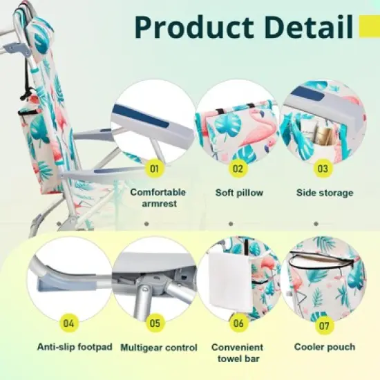 FURNIinspire Outdoor Portable Chair Durable Design for Camping and Backyard Relaxation, Flamingo, 24.8"*25.6"*32.28" image {2}