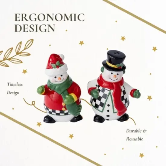 Spode Christmas Tree Snowman Salt and Pepper Shaker Set  (2 Piece) - Holiday Kitchen & Table D&eacute;cor - Festive Home Accent image {5}