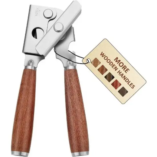 Manual Can Opener with Solid Wood Handle, Sharp Smooth Edge Blade image {6}