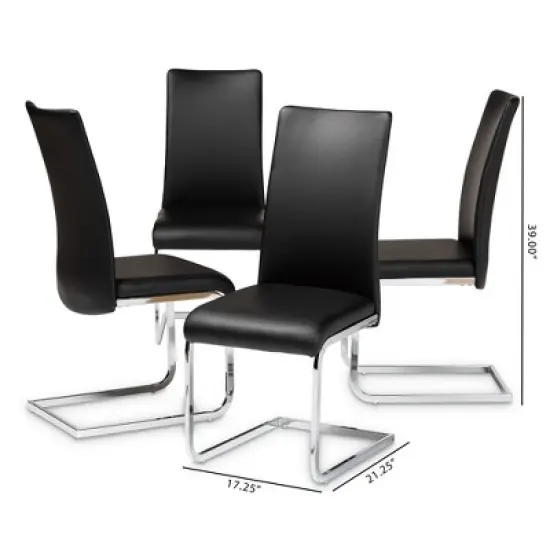 Set of 4 Cyprien Modern and Contemporary Faux Leather Upholstered Dining Chairs - Baxton Studio image {4}
