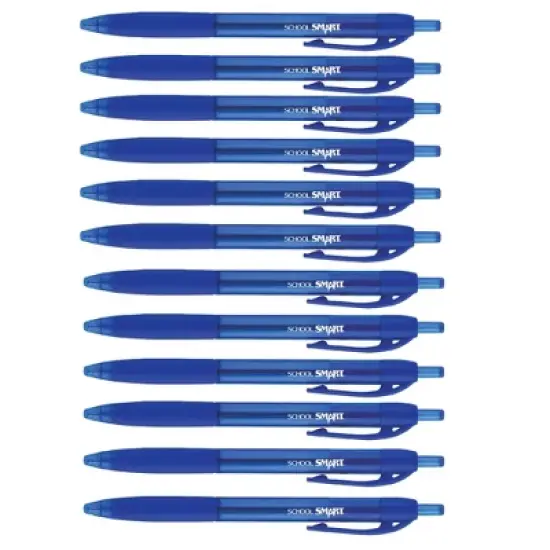 School Smart Retractable Hybrid Gel and Ink Pens, Blue, Pack of 12 image {2}