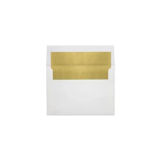 LUX A6 Foil Lined Invitation Envelopes 4 3/4x6 1/2  White w/Gold Lining FLWH4875-04-50 image {1}