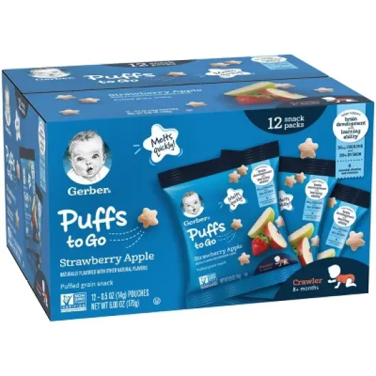 Gerber Puffs Strawberry Apple Baby Snacks - 12ct/0.5oz Each image {9}