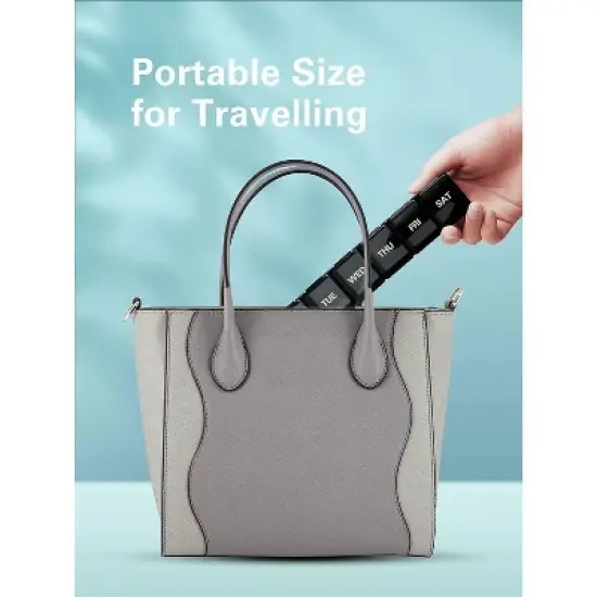 Sukuos XL Weekly Pill Organizer 2 Pcs, Daily Pill Cases for Pills, Vitamins, Fish Oils & Supplements - Black & image {7}