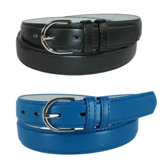 CTM Women's Leather 1 1/8 Inch Dress Belt (Pack of 2 Colors) image {12}