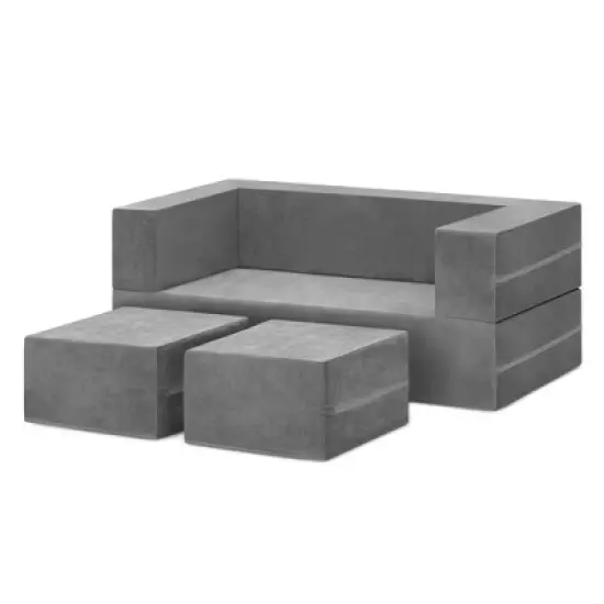 Delta Children Kids' and Toddlers Convertible Sofa and Play Set - Modular Foam Couch and Flip Out Lounger with 2 Ottomans - Gray - 3ct image {6}