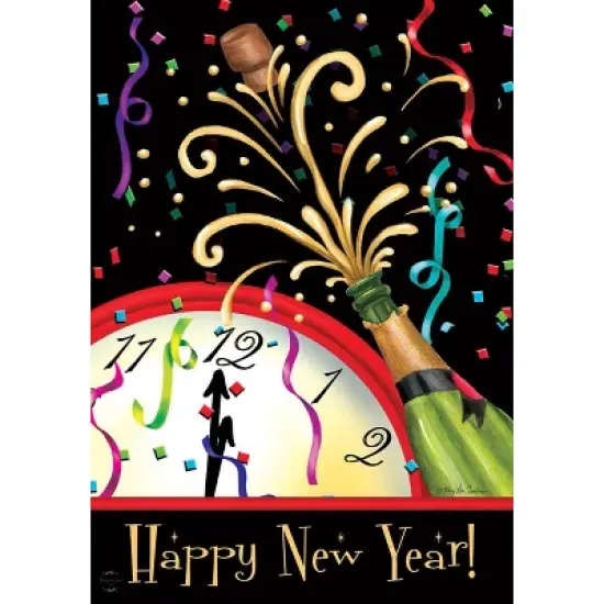 Briarwood Lane Winter New Year's Garden Flag 12x18 For Outdoor Happy New Year Clock For New Year's Garden Flag Flags For Outside image {4}