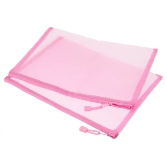 Unique Bargains Nylon Mesh Zipper Pencil Case Storage Pockets 6 Pcs image {5}