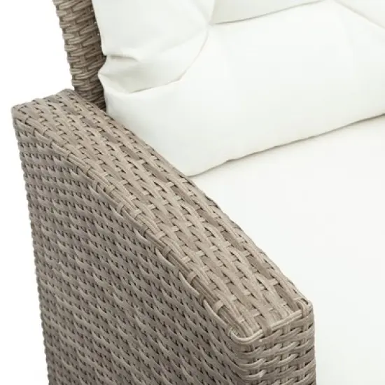 Patio Furniture Set, 4 Piece Outdoor Conversation Set All Weather Wicker Sectional Sofa with Ottoman and Cushions image {6}