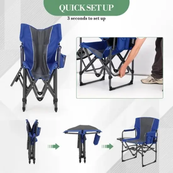 Portable Folding Camping Chair, Directors Chairs with Side Table, Drink Holder, Durable Armrests image {5}