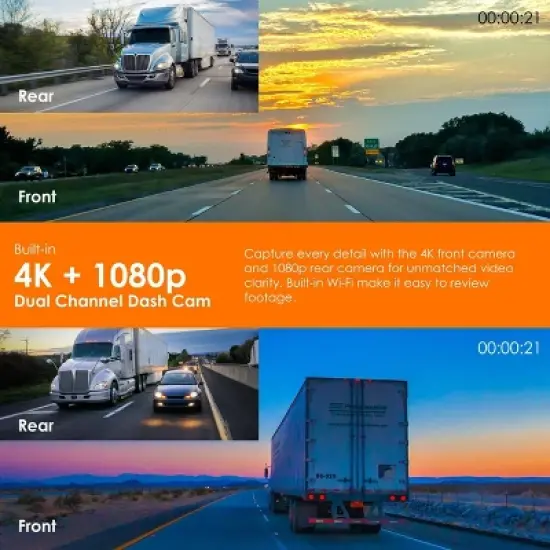 Rexing Wireless Apple CarPlay & Android Auto Display with 4K Dash Cam: Vehicle Electronics Accessory image {4}