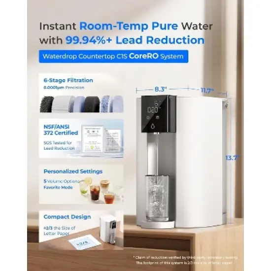 Waterdrop CoreRO Countertop Reverse Osmosis System with Extra 1 C1RF Filter image {1}